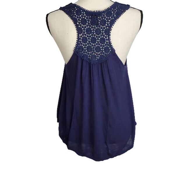 Rue 21 Navy Racer Back Lace Top Medium - Picture 3 of 6